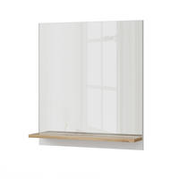 BADSPIEGEL Marelle Weiß 60 x 67 cm mit Regal - Weiß/Eiche Artisan, Holzwerkstoff (60/67/14cm) - Vicco