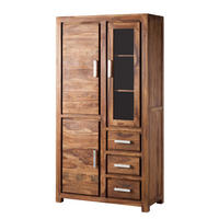 VITRINENSCHRANK - Sheesham massiv - Sheeshamfarben, Holz (101/190/45cm) - home24