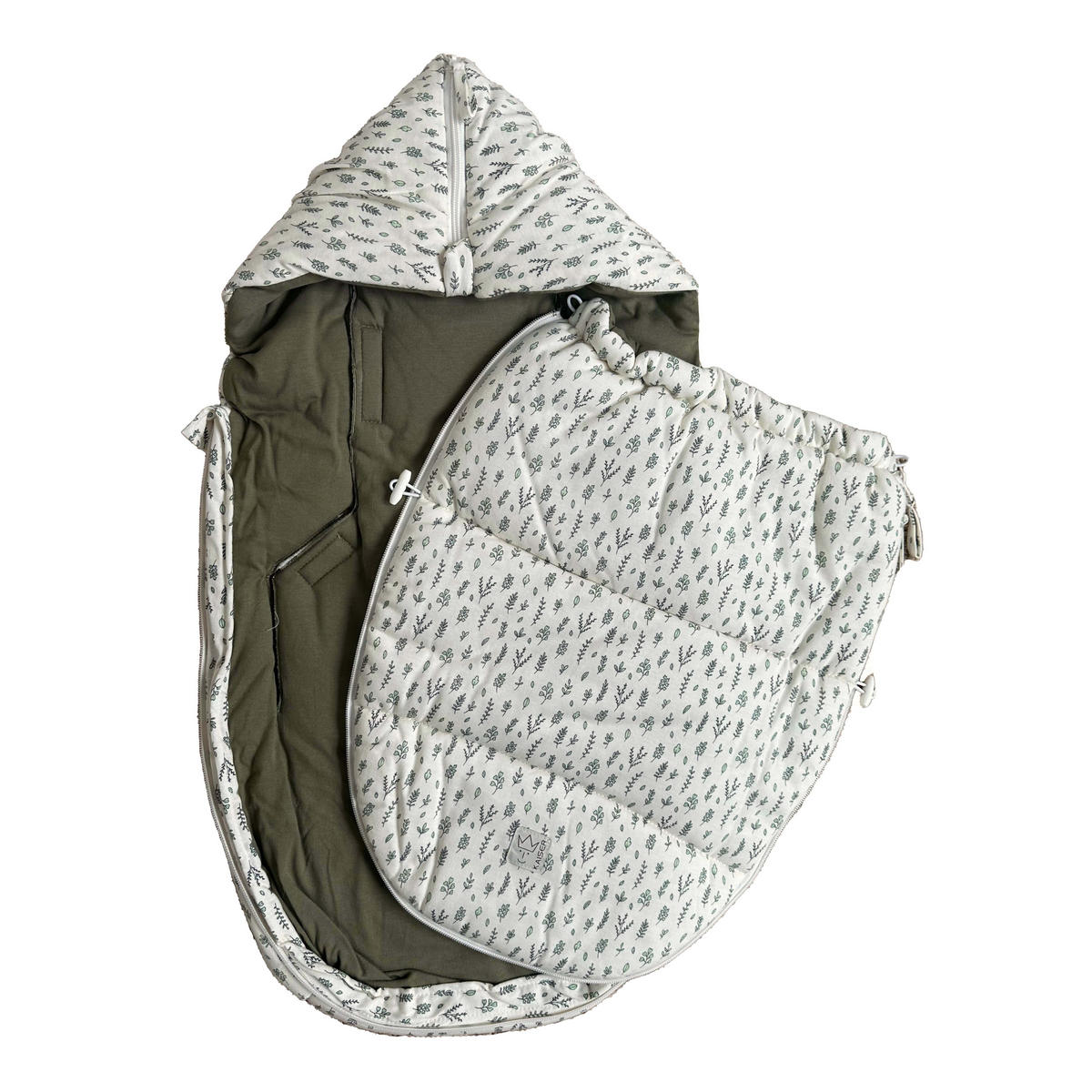 BABYSCHALENFUSSSACK Small Jersey Hooded, leave - Weiß, Textil (40/9/80cm) - Kaiserbaby