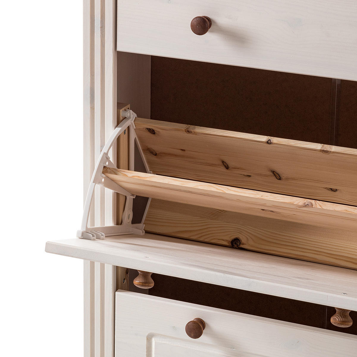 SCHUHKIPPER mit 2 Klappen - Weiß, Holz (70/108/27cm) - home24