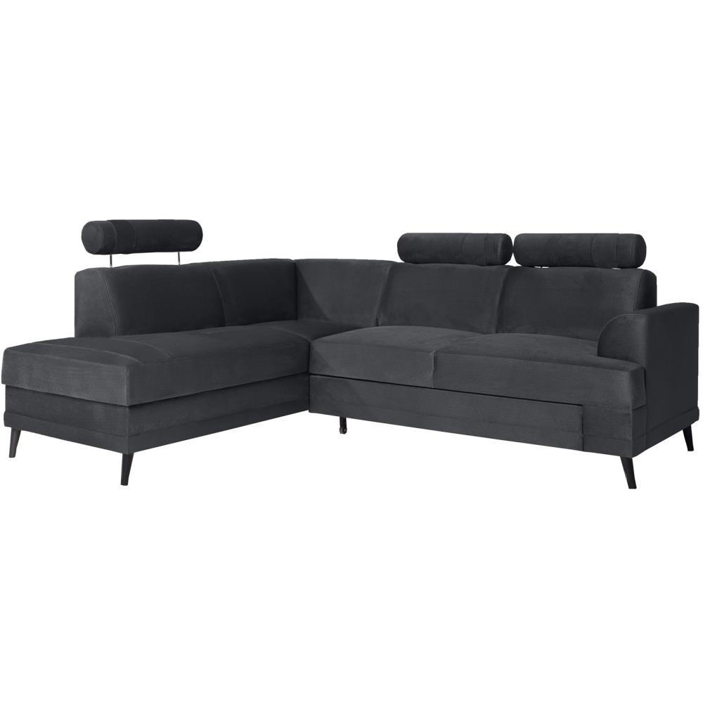 ECKSCHLAFSOFA Kordian links graphit - Graphitfarben, Textil (250/200cm) - Beautysofa