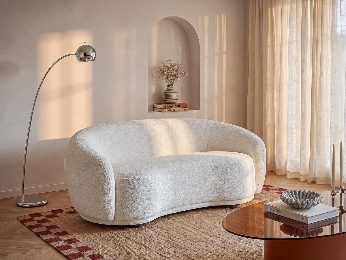 SOFA - 2 Personen - stoff - weiß Bovana - Weiß, Holz/Textil (164/71/90cm) - Vente-Unique