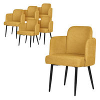 ESSZIMMERSTÜHLE 6er Set Senf mit Stoffbezug Rattan Optik - Gelb/Schwarz, Textil/Metall (59/86/59cm) - ML-DESIGN