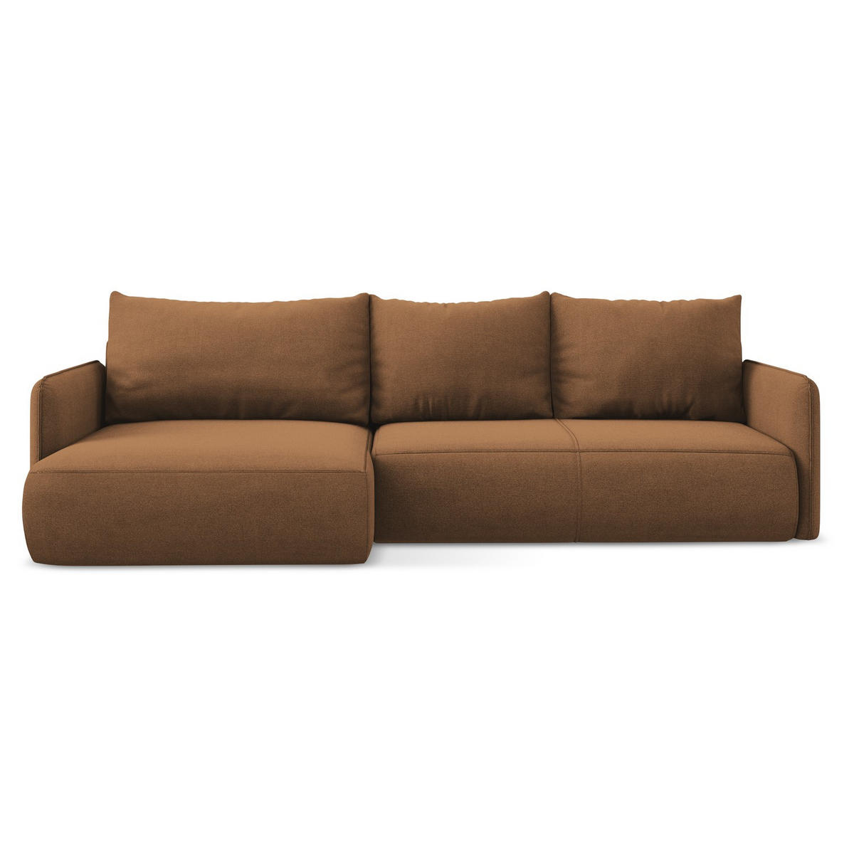 ECKSOFA mit Schlaffunktion Strukturstoff Stoff Orange - Terracotta/Schwarz, Kunststoff/Textil (148/240cm) - LaMiaSofa