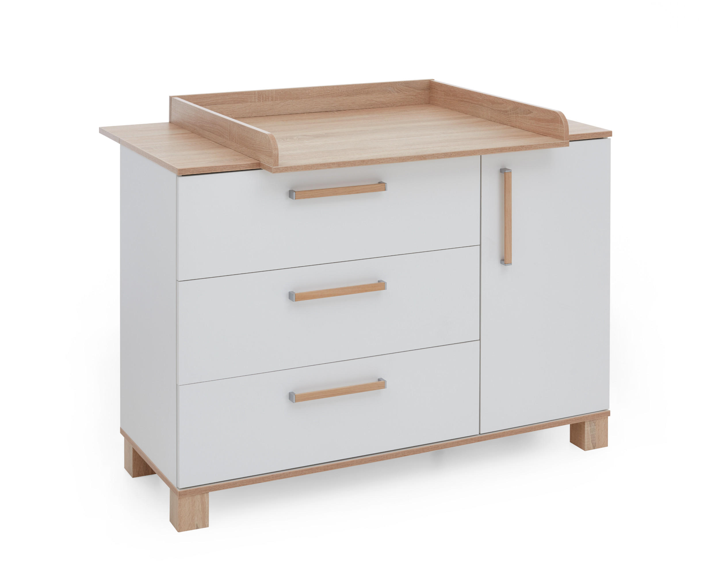 WICKELKOMMODE Jana Kreideweiß Soft Close - Eichefarben/Weiß, Holzwerkstoff (131/103/78cm) - arthur berndt