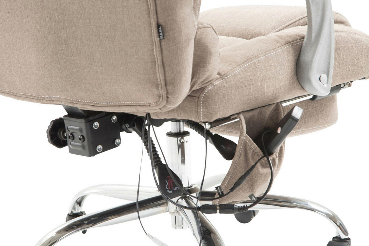 BÜROSTUHL Pacira, Stoff mit Massagefunktion Taupe - Taupe, Textil/Metall (68/127/64cm) - TPFLiving