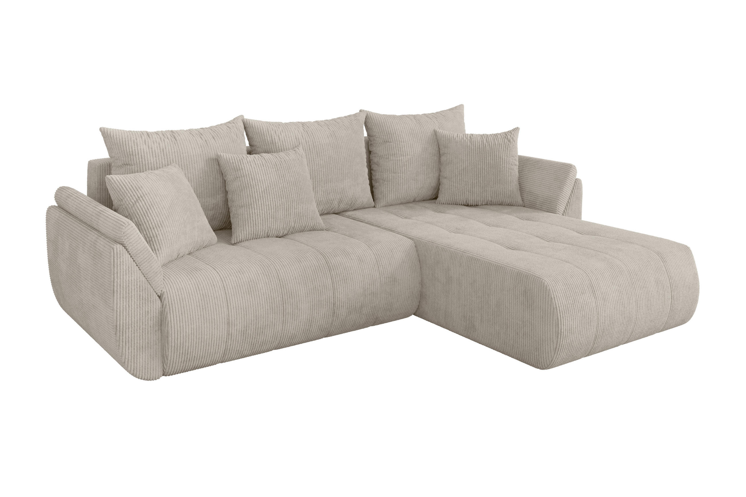 ROHOVÁ SEDAČKA s funkcí spaní, otoman vpravo TOKO-L 277x194x86 krémová manšestr - černá/krémová, kompozitní dřevo/textil (277/194cm) - ALTDECOR
