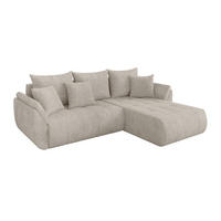 ROHOVÁ SEDAČKA s funkcí spaní, otoman vpravo TOKO-L 277x194x86 krémová manšestr - černá/krémová, kompozitní dřevo/textil (277/194cm) - ALTDECOR