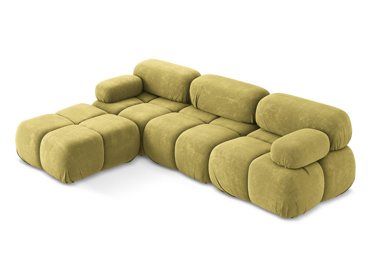 ECKSOFA Beidseitig Chenille Stoff Grün - Limette/Schwarz, Kunststoff/Textil (285/191cm) - Makamii