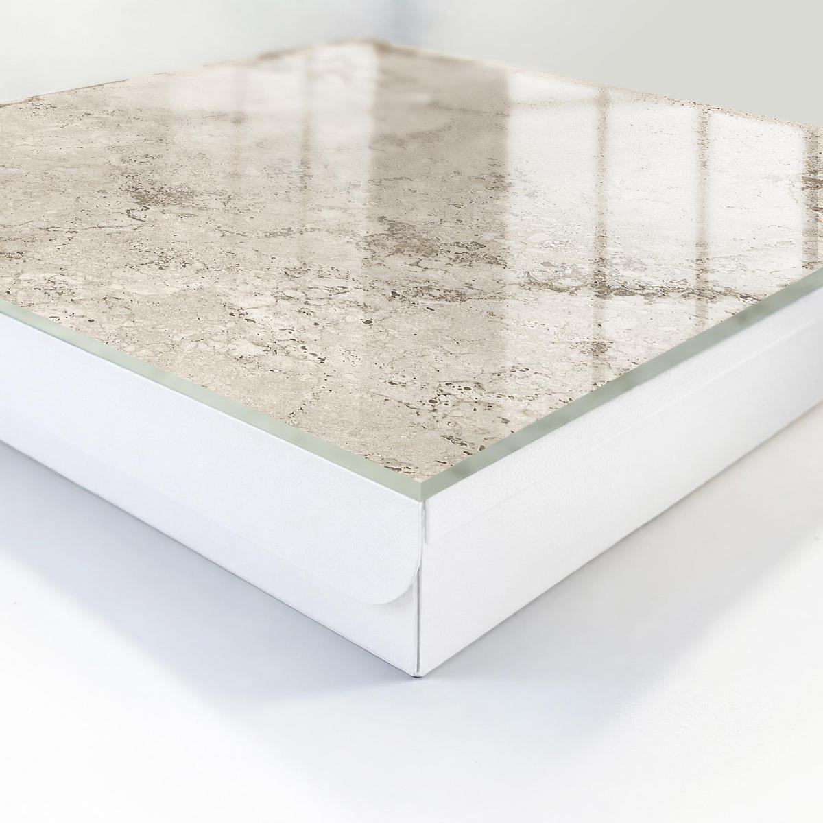 SCHLÜSSELBOX Weiß 30x30 cm – Türöffnung nach rechts - Beige Textur - Beige, Metall (30/30/5cm) - TULUP