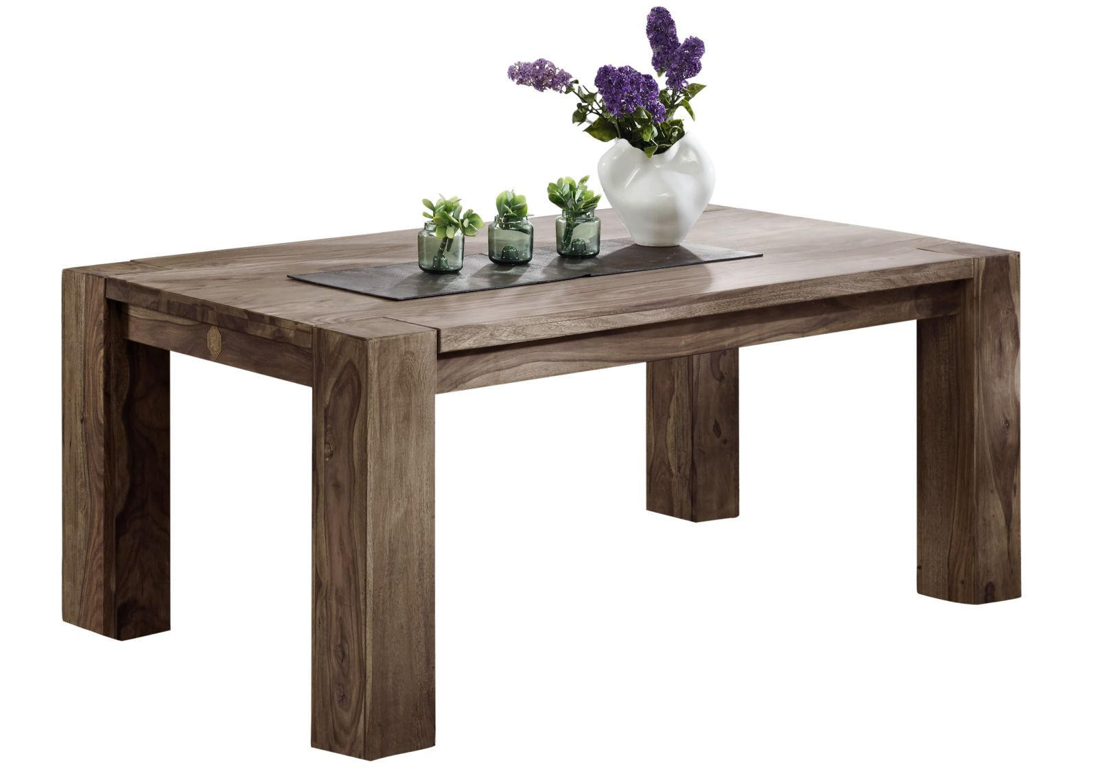 ESSTISCH Sheesham 240x100x76 grau geölt NATURE GREY #608 - Grau, Holzwerkstoff (100/240/76cm) - Massivmoebel24