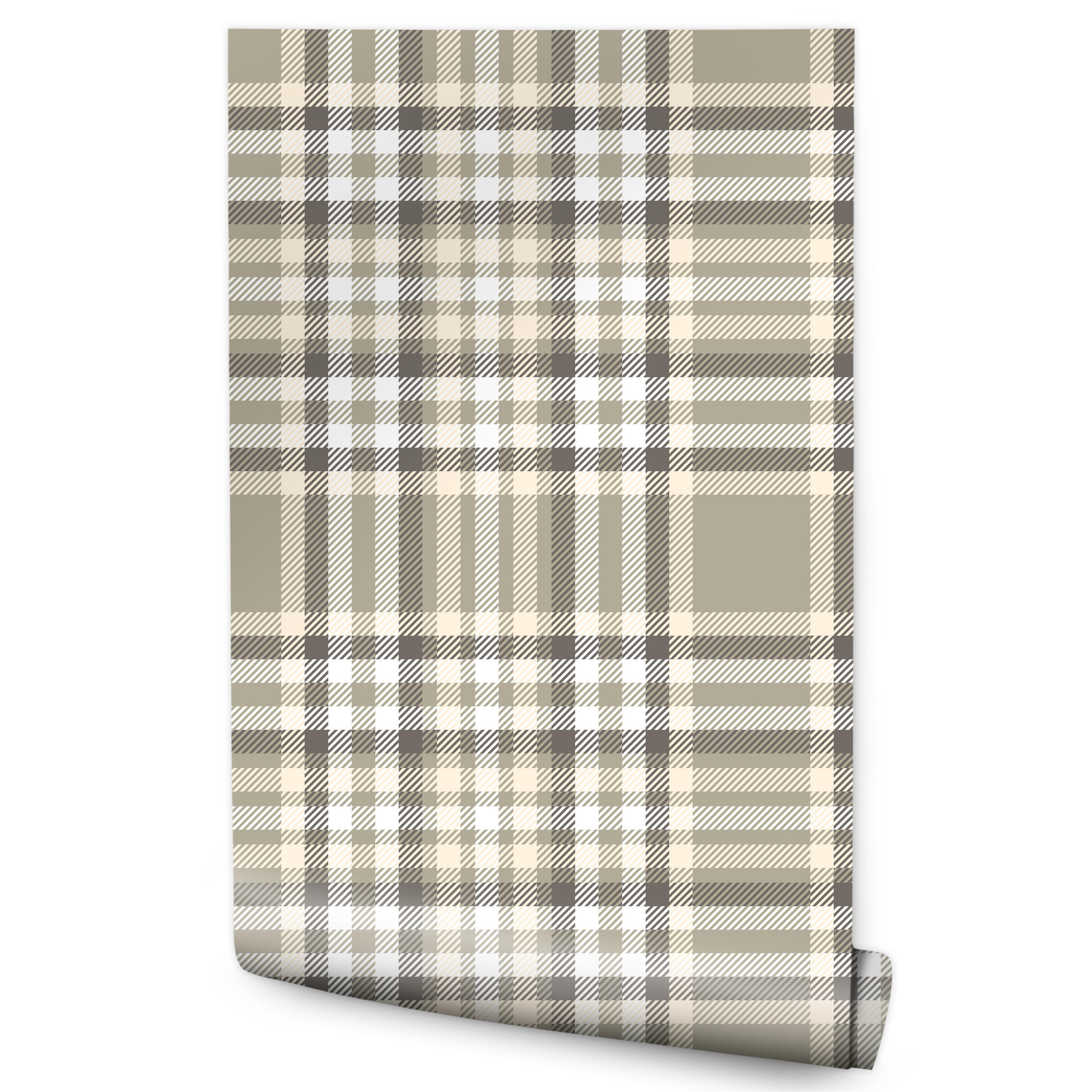 VLIESTAPETE Schottenkaro im Vintage-Stil – Braun, Beige, Weiß – 50x1000 cm - Beige/Braun, Papier (50/1000cm) - Muralo