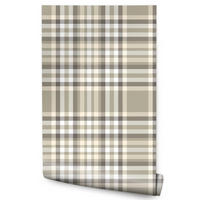 VLIESTAPETE Schottenkaro im Vintage-Stil – Braun, Beige, Weiß – 50x1000 cm - Beige/Braun, Papier (50/1000cm) - Muralo