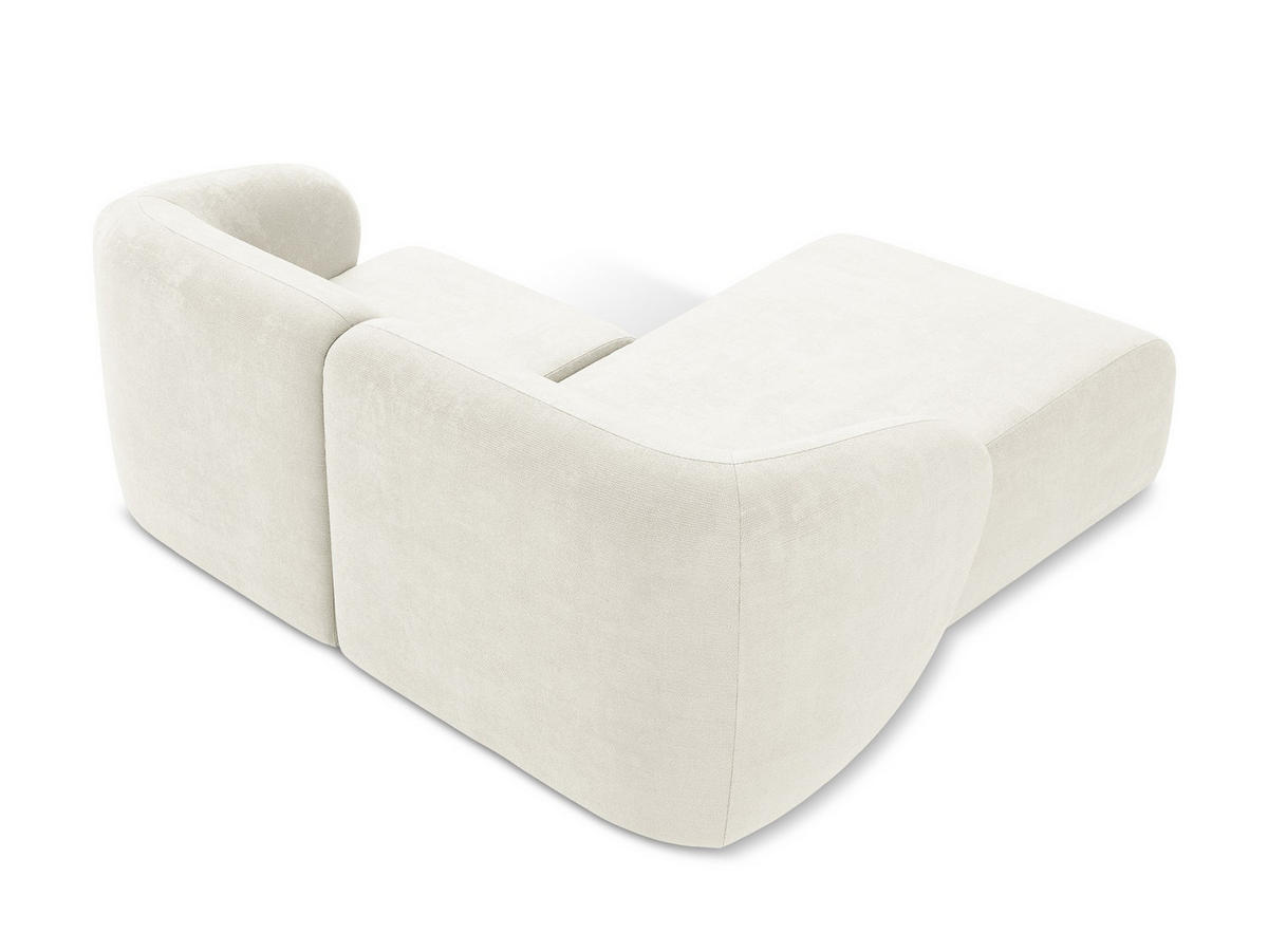 ECKSOFA Links Chenille Stoff Weiß - Schwarz/Weiß, Holzwerkstoff/Kunststoff (178/166cm) - Makamii