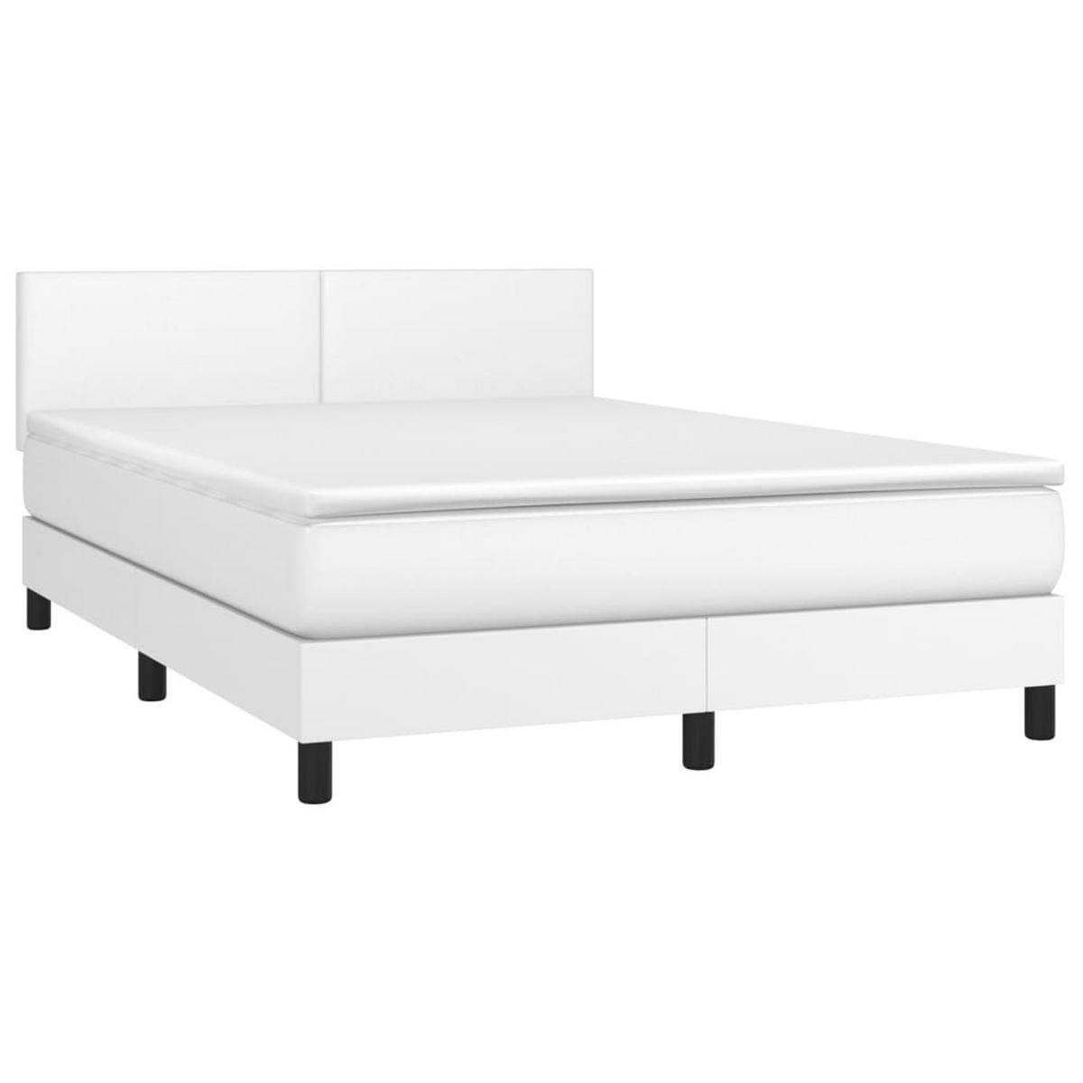 BOXSPRINGBETT Mit Matratze & Led Weiss 140/190 Cm Kunstleder - Weiß, Leder (140/190cm) - vidaXL