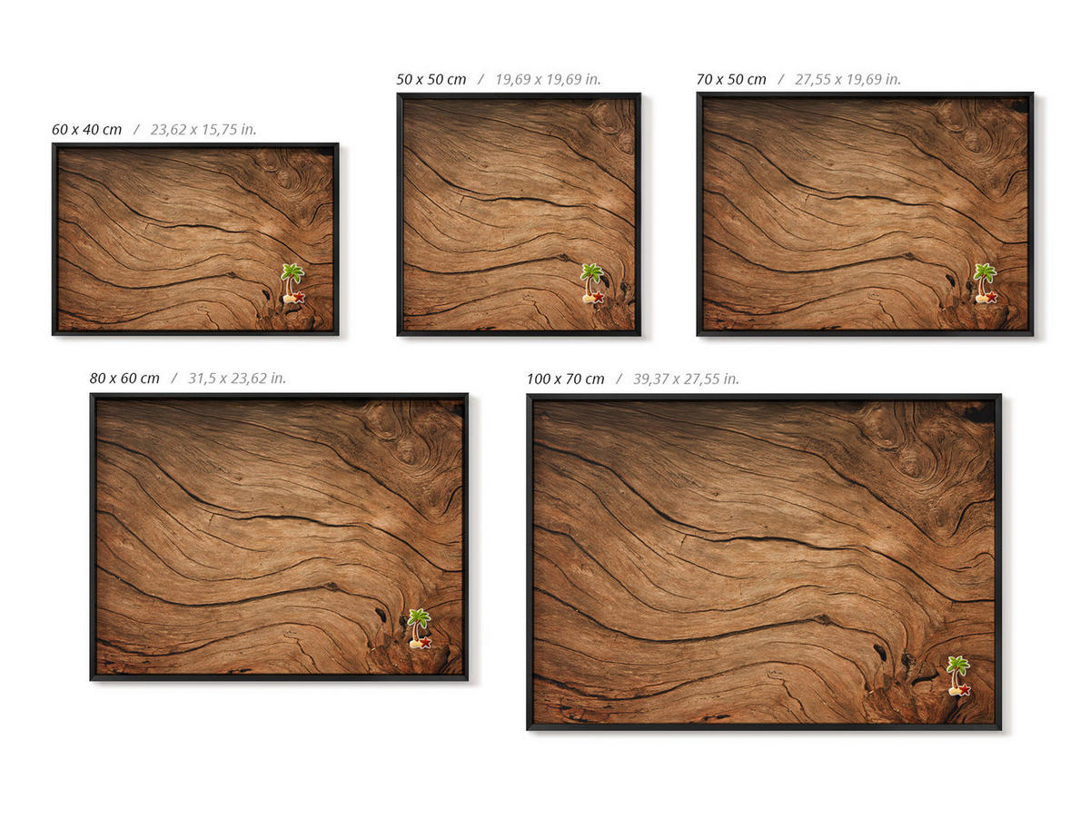 MAGNETTAFEL 70x50 cm Schwarzer Rahmen Aufgebrochene Holzstruktur - Cognac, Metall (70/50/0.4cm) - TULUP