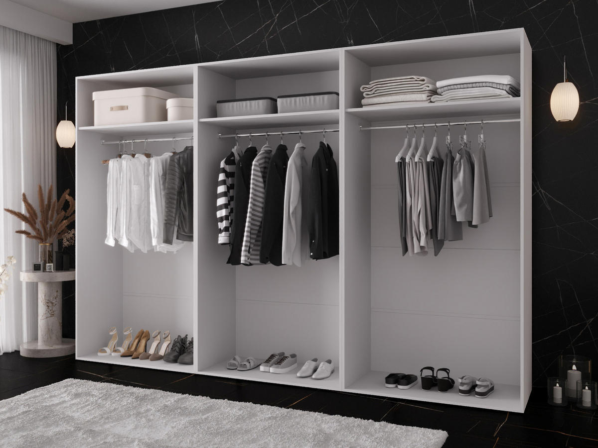 DREHTÜRENSCHRANK Zen 300 cm - Schwarz, Holzwerkstoff/Kunststoff (300/202/50cm) - MIRJAN24