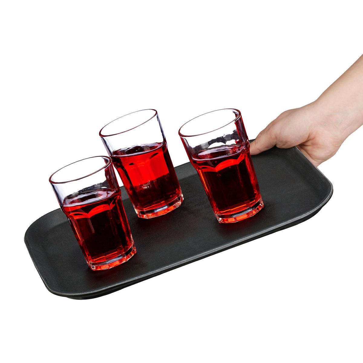 3xSERVIERTABLETT - Schwarz, Kunststoff (35/2/25cm) - Relaxdays