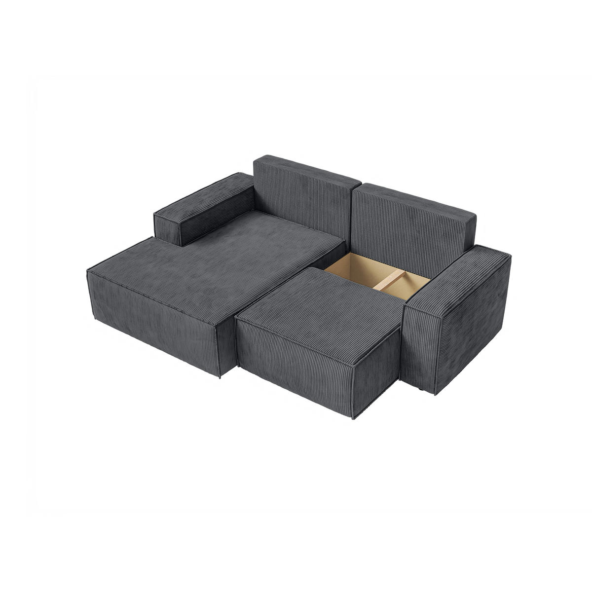 ECKSOFA KOKKO MINI mit Schlaffunktion, Anthrazit - Anthrazit, Textil (240/167cm) - Fedve