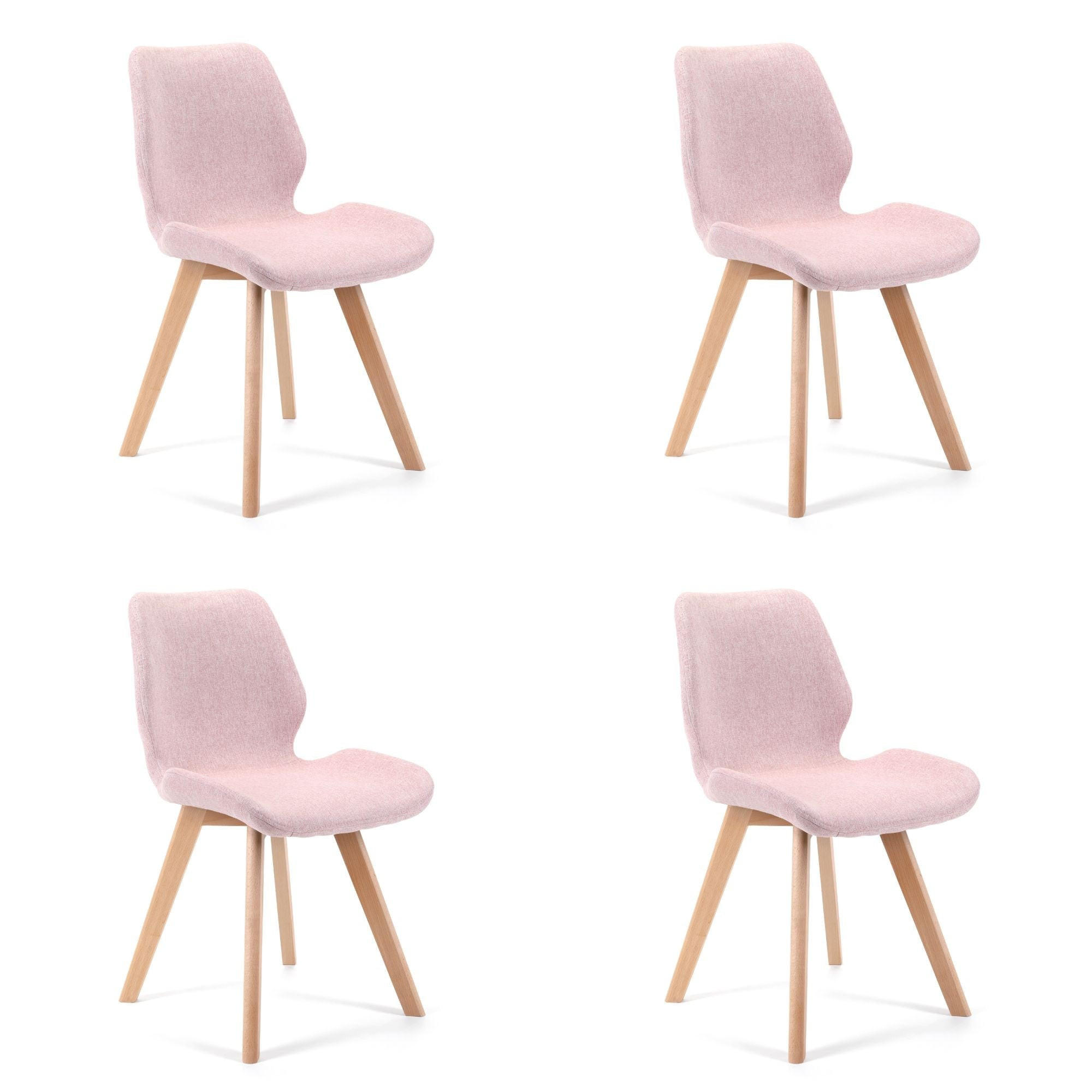 POLSTERSTUHL 4er Set, Holzbeine Rosa 45,5/82,5/59 - Rosa, Textil (46/83/59cm) - RAUMHIRSCH FURNITURE