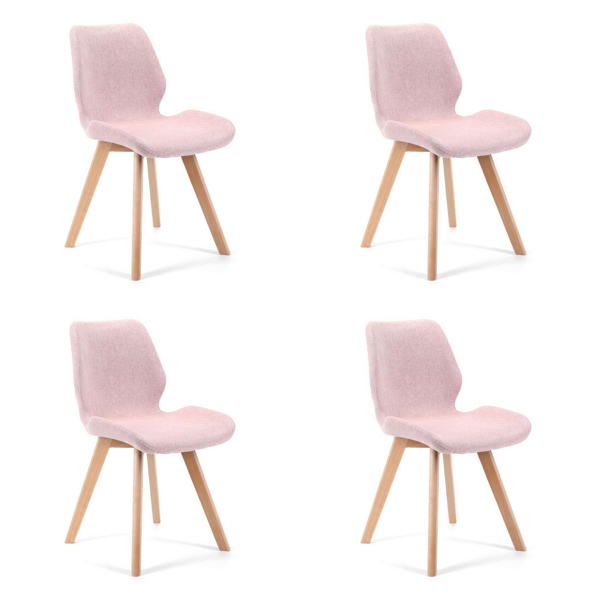 POLSTERSTUHL 4er Set, Holzbeine Rosa 45,5/82,5/59 - Rosa, Textil (46/83/59cm) - RAUMHIRSCH FURNITURE