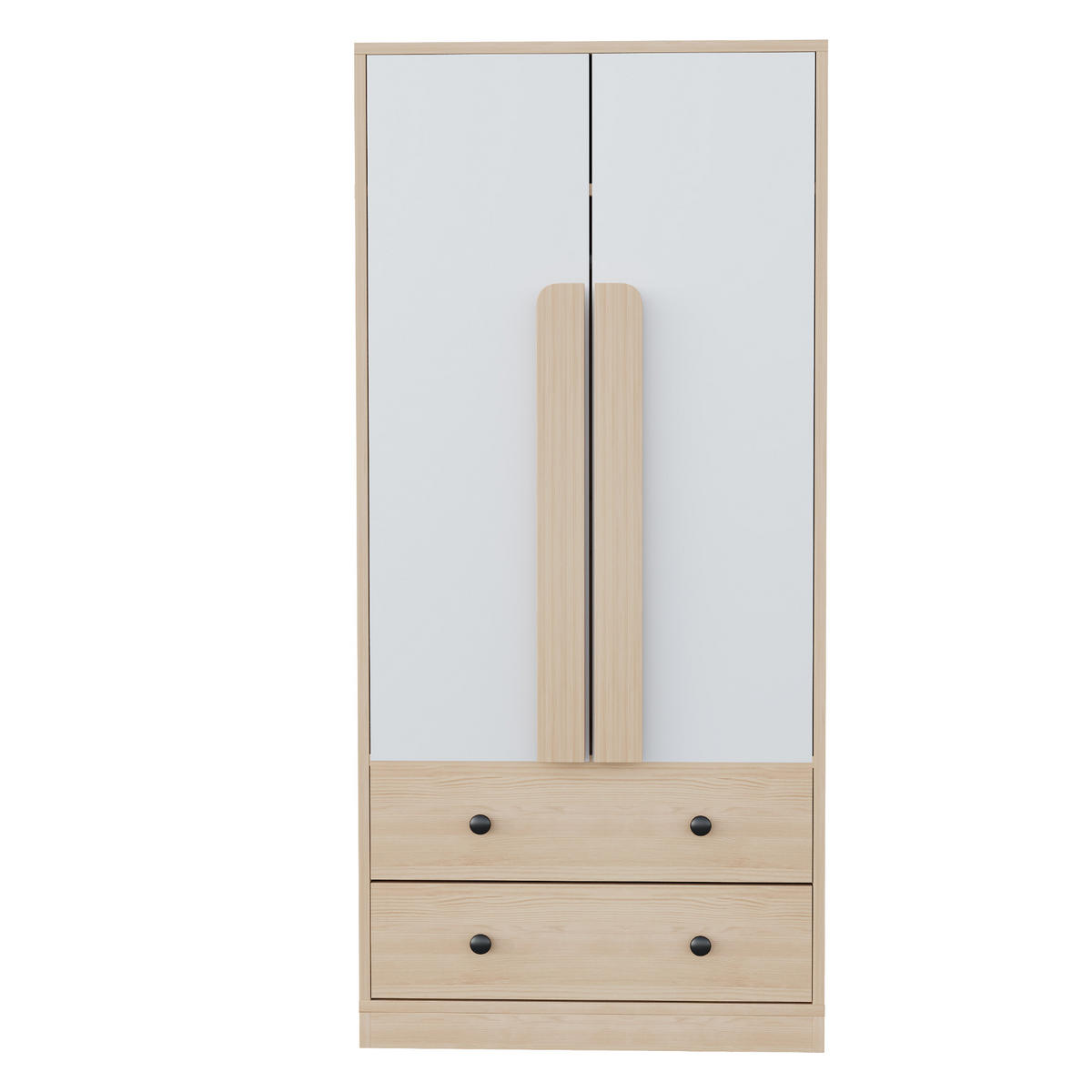 KLEIDERSCHRANK 70x40x170cm 2 Türen Schubladen Holz Weiß - Multicolor, Holz (70/170/40cm) - FLIEKS