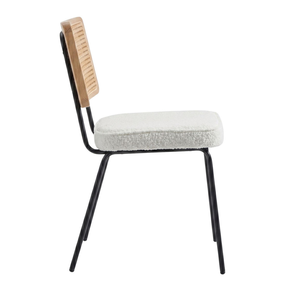 ESSZIMMERSTUHL 2er-Set Vintage PU-Leder Rattan-Optik Holz & Metallfüße - Creme, Textil (47/82/58cm) - Urban Meuble