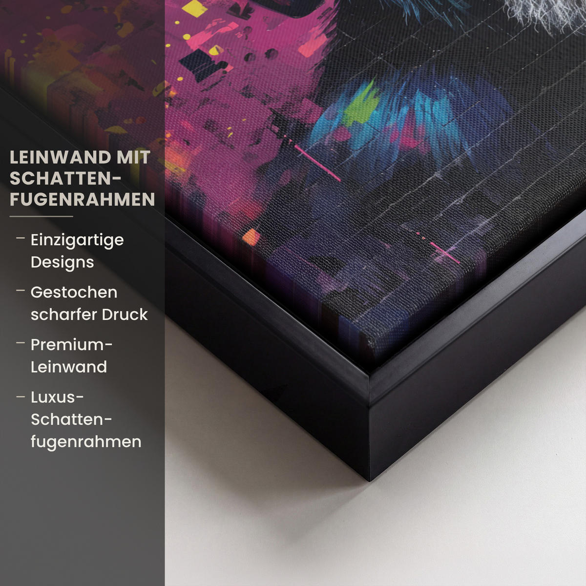 LEINWAND Bilder mit Rahmen - Graffiti - Schimpanse - Straßenkunst - Kopfhörer - Affe - 40x30 - Blau, Textil (40/30cm) - MuchoWow