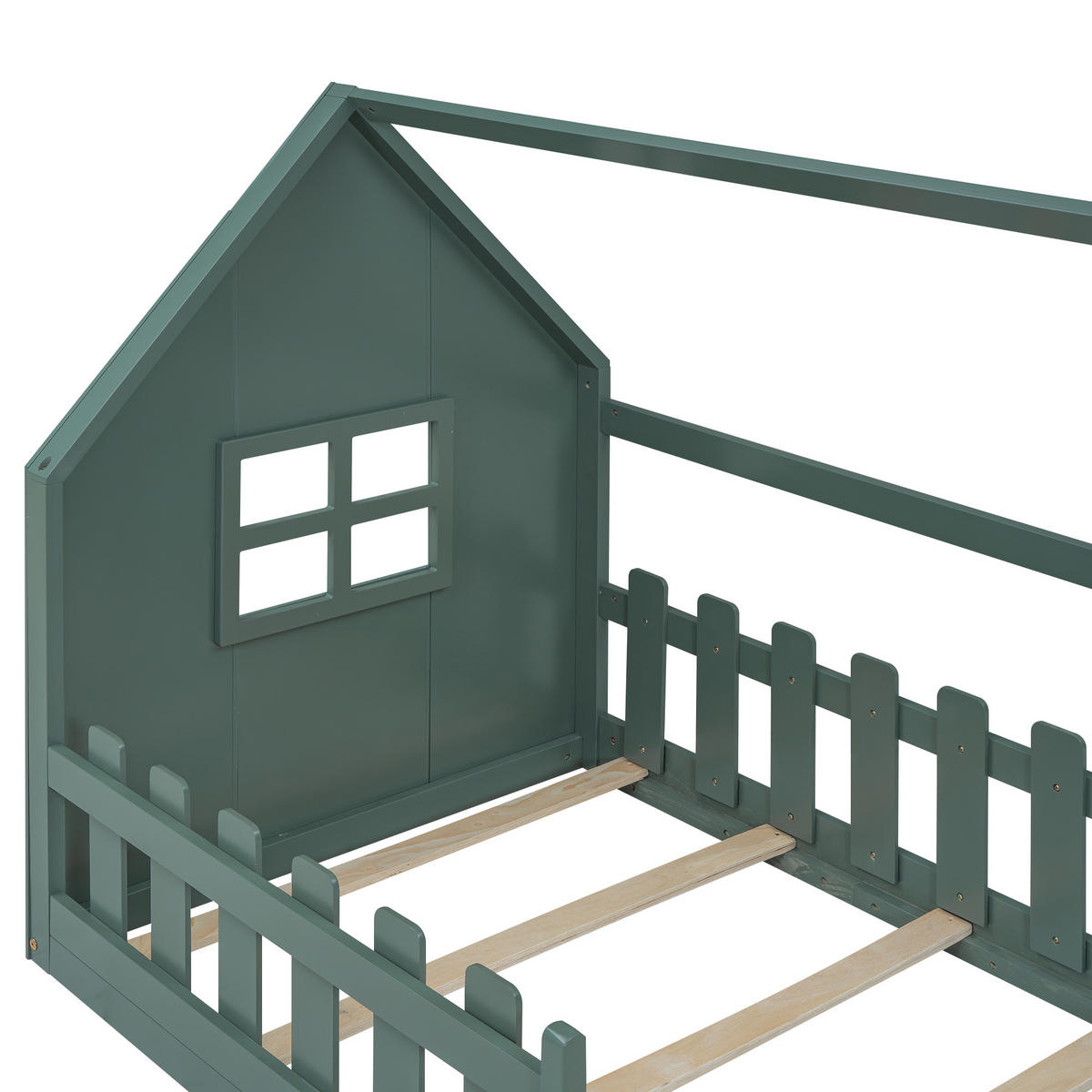 HAUSBETT 90/200 cm Grün aus Kiefer mit MDF - Grün, Holz (90/200cm) - OKWISH