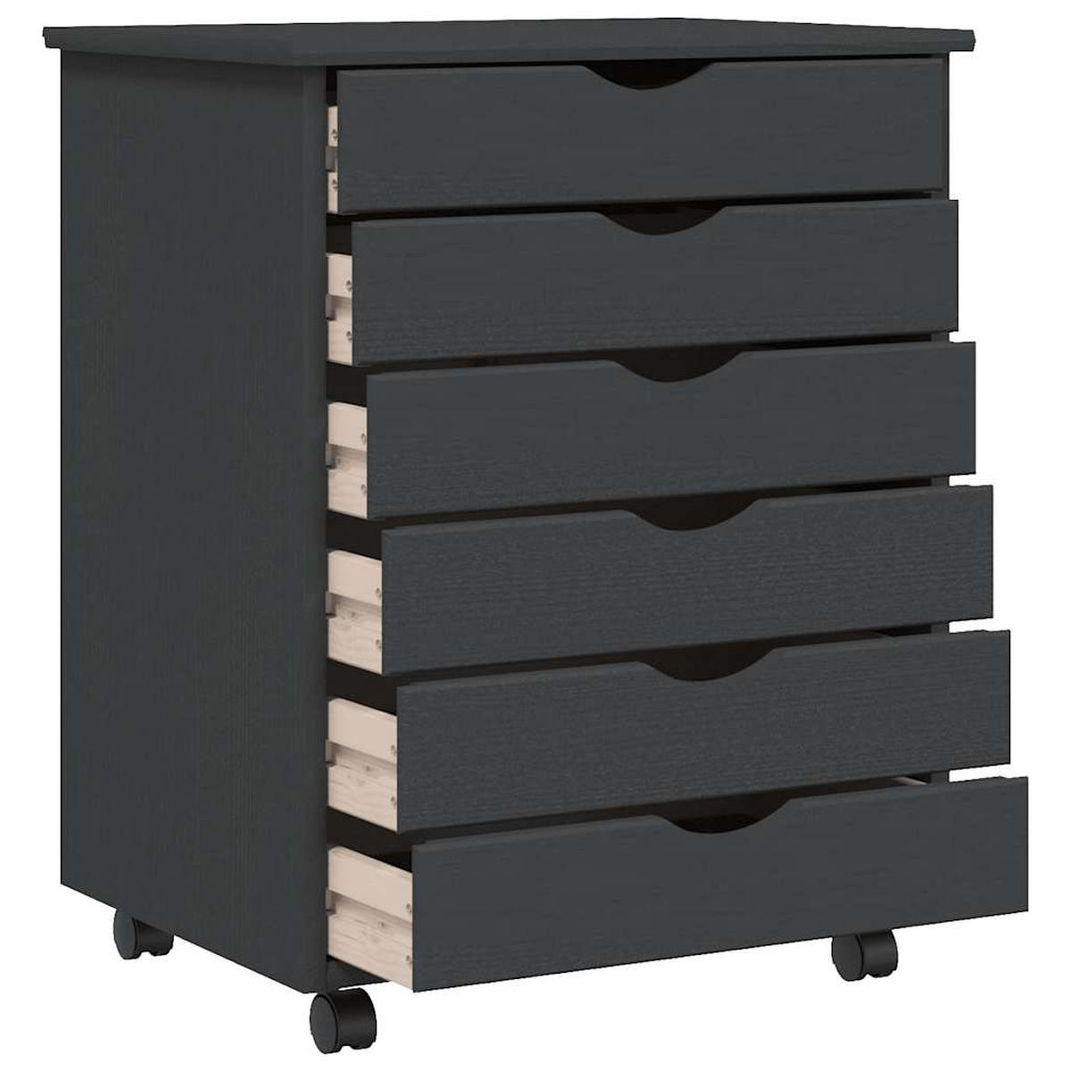 ROLLSCHRANK MIT SCHUBLADEN MOSS GRAU MASSIVHOLZ KIEFER - Grau, Holz (39/65.5/53cm) - vidaXL