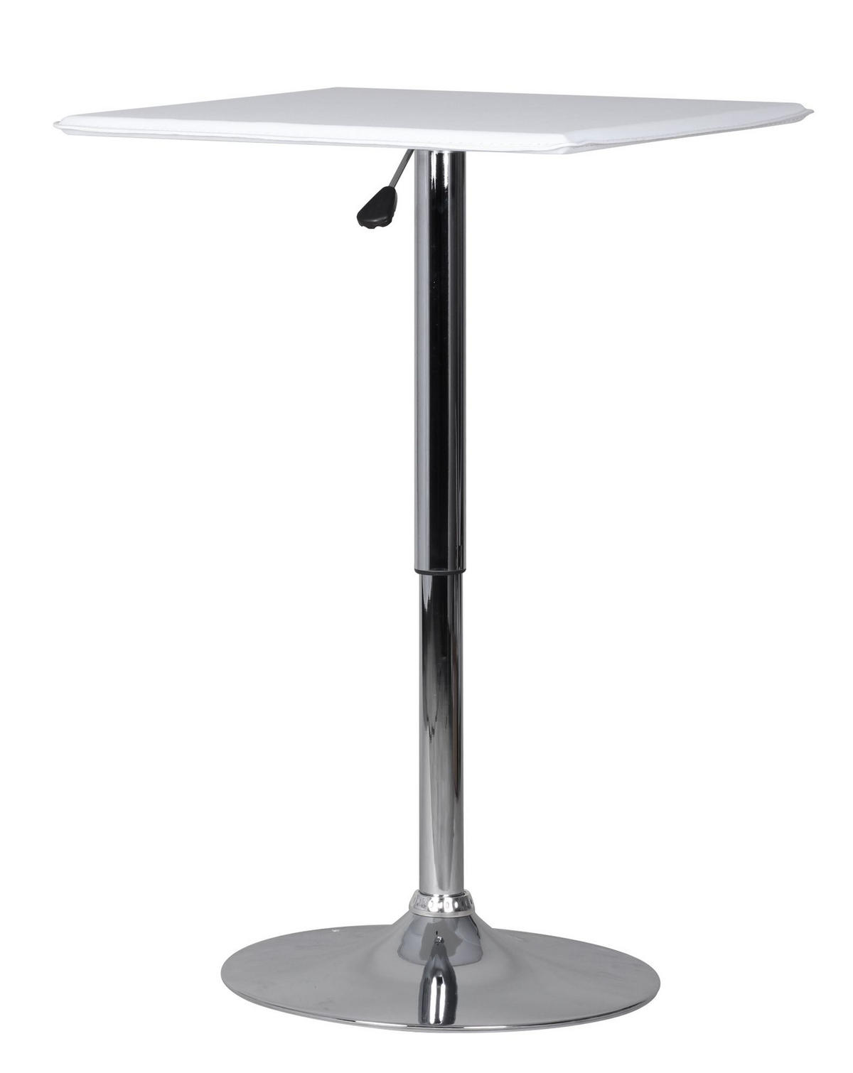 STEHTISCH – Weiß, 63x63 cm, Lederoptik, höhenverstellbar, drehbar, Chromgestell - Silberfarben/Weiß, Kunststoff/Textil (63/83/63cm) - KADIMA DESIGN