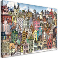 WANDBILD fröhliche stadt - Multicolor, Textil (60/40cm) - Feeby