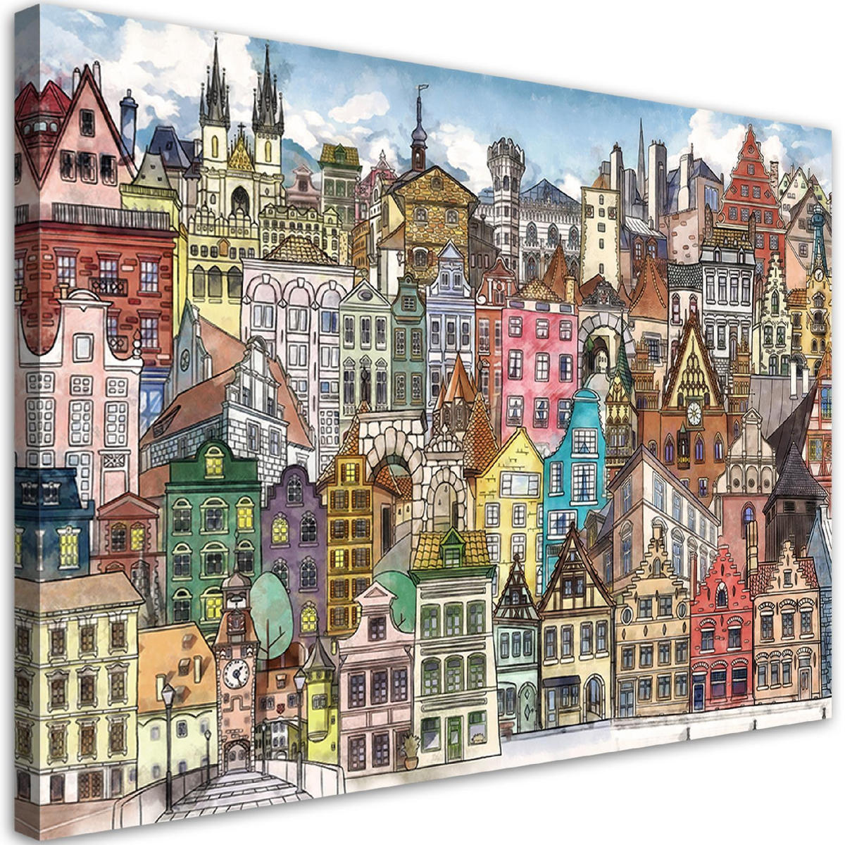 WANDBILD fröhliche stadt - Multicolor, Textil (60/40cm) - Feeby