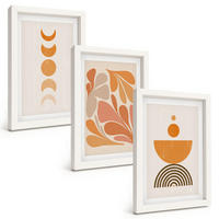 BILDER SET 3er Set - 20x30 cm Weißer Rahmen - Abstrakte orange Formen - Weiß, Kunststoff (20/30cm) - TULUP