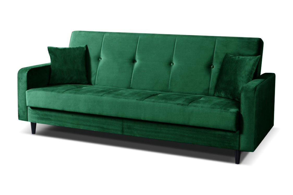 SOFA Luna 213cm im skandinavisches Stil, mit Schlaffunktion und Bettkasten, grün - Grün, Kunststoff (213/92/94cm) - Margaret Hadas24