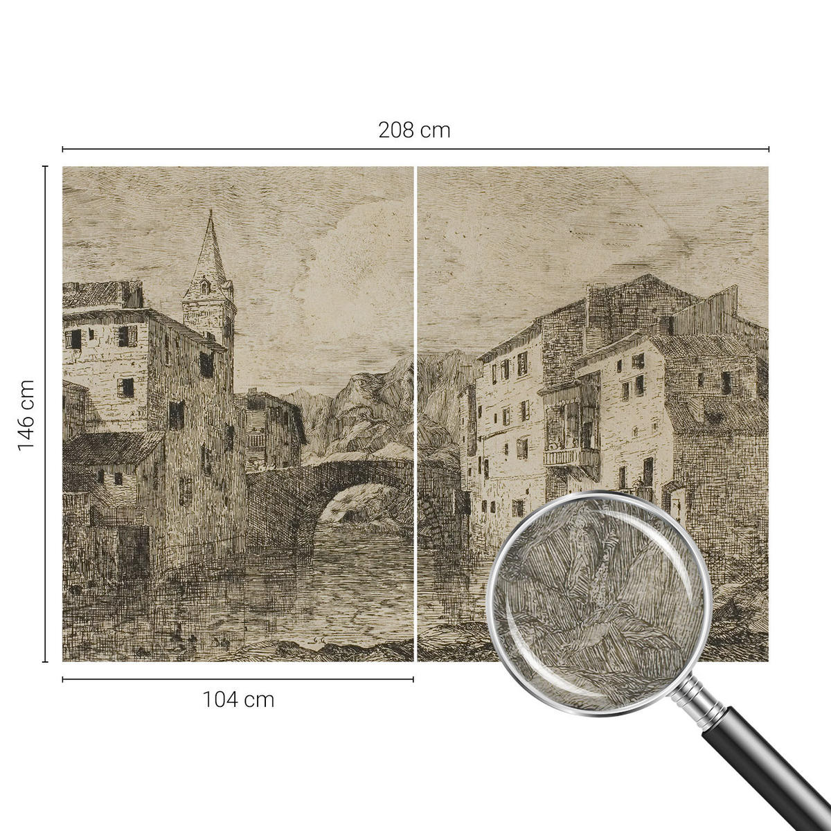 FOTOTAPETE 208x146 cm - Stadtpanorama - Blau, Textil (208/146cm) - Wallfluent