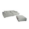 BIG SOFA-SET MIT TABLETT SCHWARZ MADELINE Hellgrau Cord - Hellgrau/Schwarz, Kunststoff/Textil (290/85/170cm) - KAWOLA