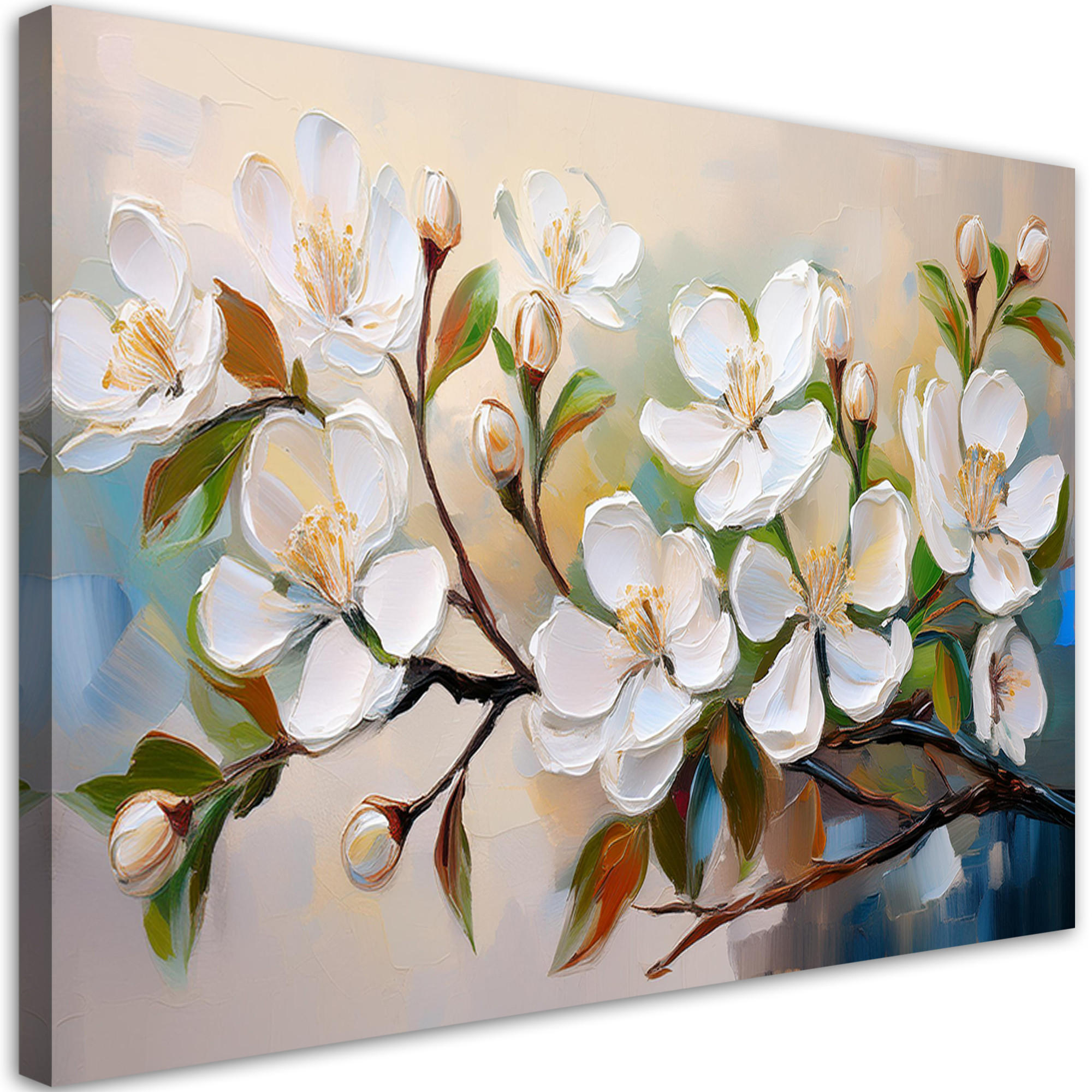 WANDBILD bemalte apfelblüte - Weiß, Textil (60/40cm) - Feeby