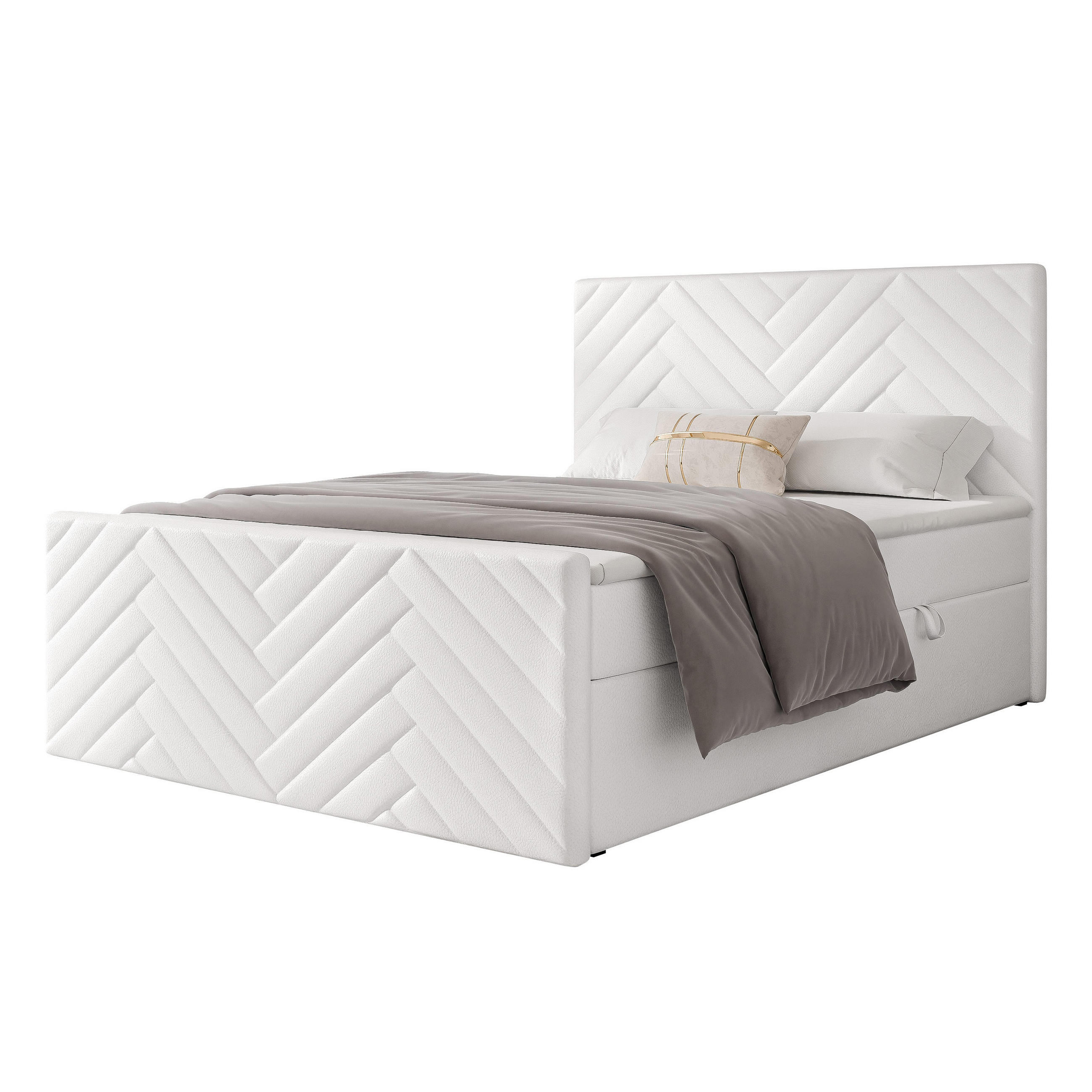 BOXBETT NEREA PLUS 200/200 cm mit Matratze und Topper, Weiß - Weiß, Holzwerkstoff/Textil (200/200cm) - Idohome
