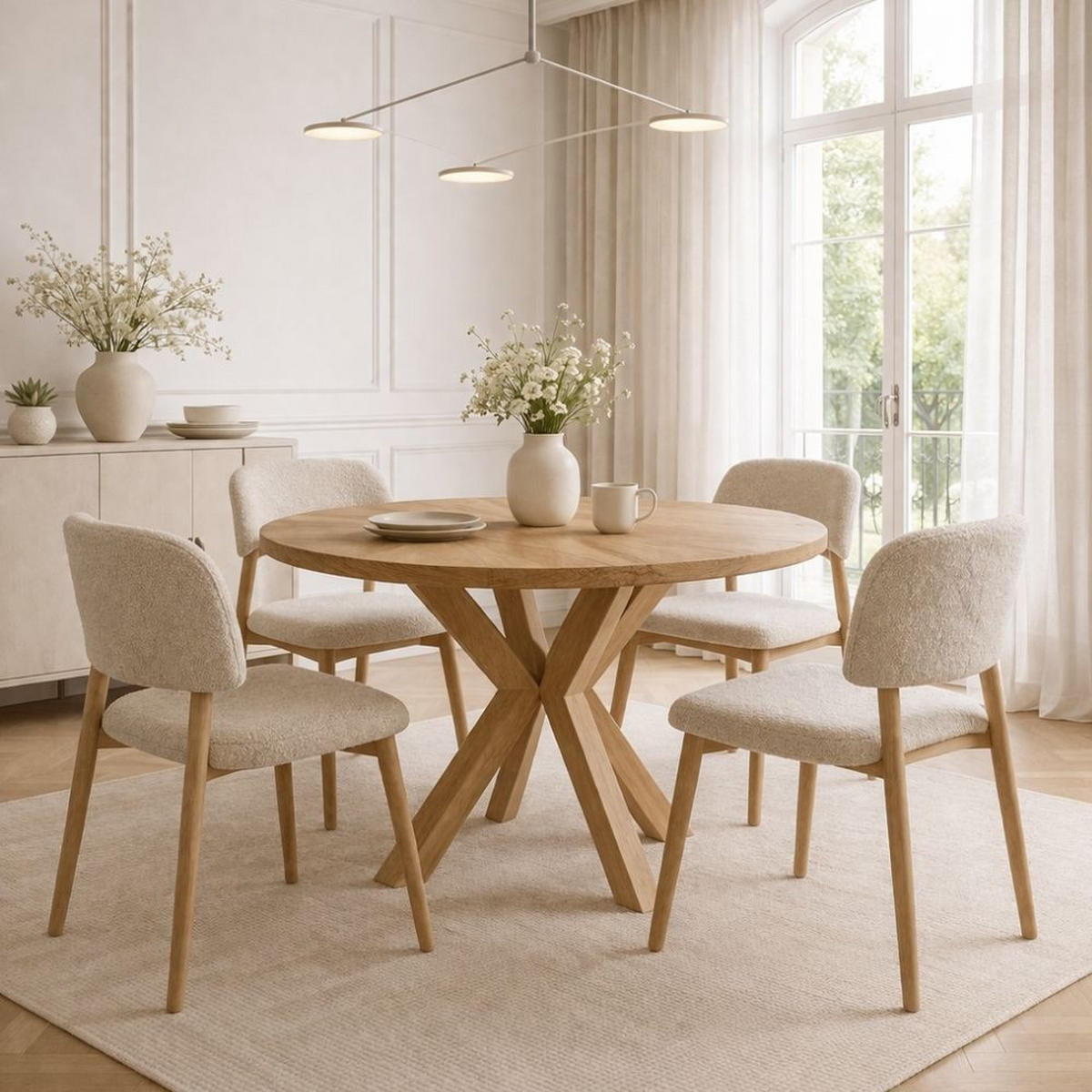 ESSTISCH RAL mit Holzbeinen, Durchmesser: 100 / 150 cm Eiche Lancelot - Eichefarben, Holz (100/150/77cm) - Dekori_Interiors