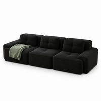 MODULARES Ecksofa mit Cordbezug in Schwarz 293x104x69 cm, tiefe Sitzfläche, ohne Montage - Schwarz, Textil (104/293cm) - IVMEU