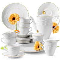 KAFFEESERVICE 6 Personen CMIELOW SOFIA GOLDRAND 21-tlg aus Porzellan - Weiß, Keramik (21/22/21cm) - KONSIMO®