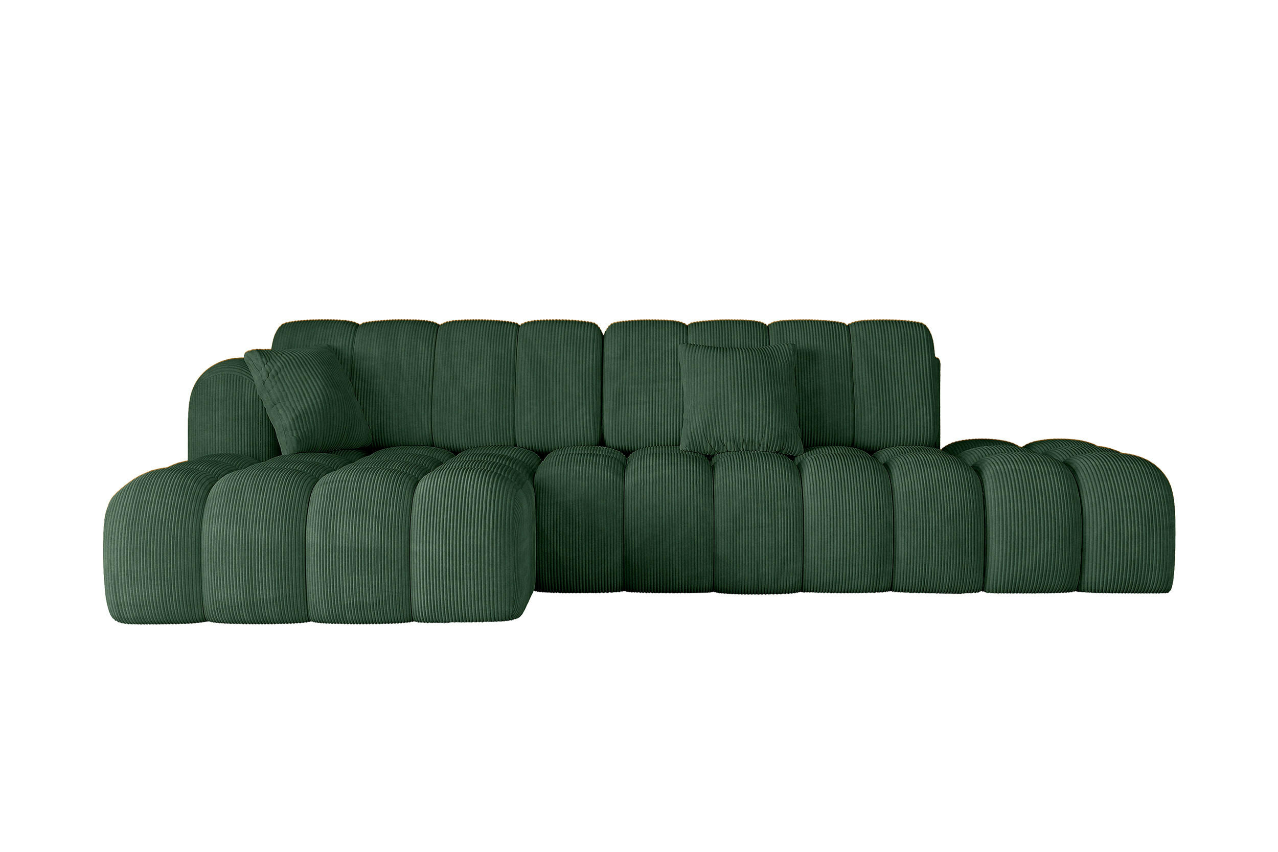 ECKSOFA mit Schlaffunktion Ottomane Links OLEA-L2 321x164x75 Grün Cord - Salbeigrün/Schwarz, Holzwerkstoff/Kunststoff (321/164cm) - ALTDECOR