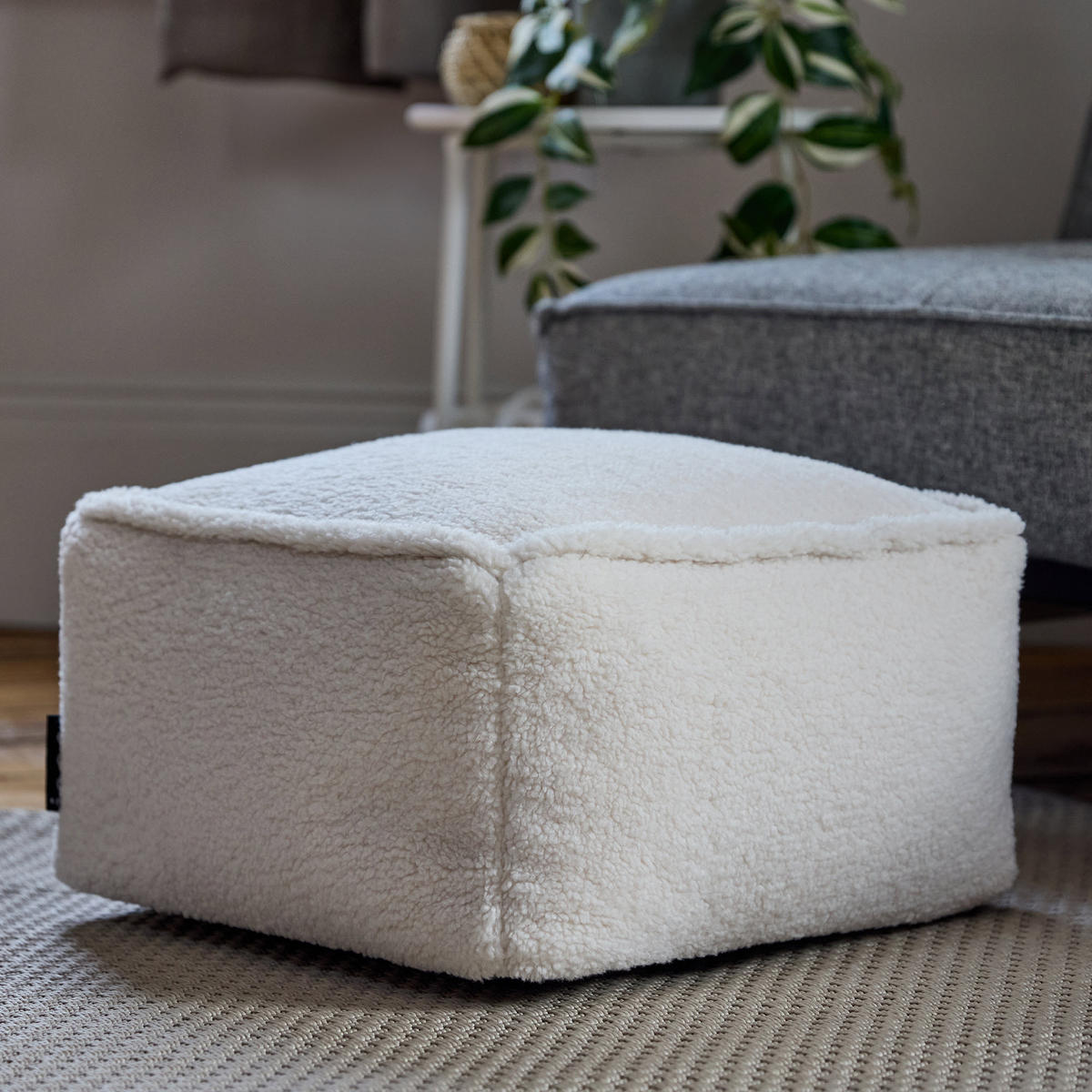 SITZPOUF Borg - Creme, Kunststoff/Textil (40/40/40cm) - icon