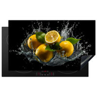 HERABDECKPLATTE - Zitrone - Obst - Gelb - Schwarz - 90x50 - Gelb, Kunststoff (90/50/0.2cm) - MuchoWow