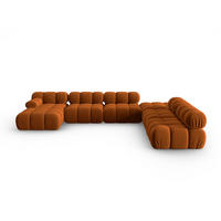 MODULARES-PANORAMASOFA rechts Bellis aus Samt terrakotta 7 Sitzplätze - Terra cotta, Textil (282/63/379cm) - Micadoni