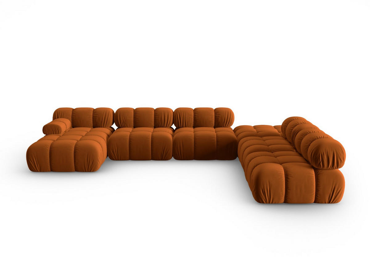 MODULARES-PANORAMASOFA rechts Bellis aus Samt terrakotta 7 Sitzplätze - Terra cotta, Textil (282/63/379cm) - Micadoni