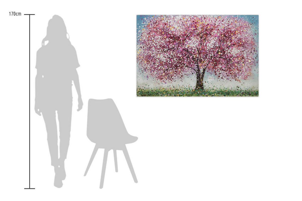 ÖLGEMÄLDE 120/80 cm - Blau/Pink, Holz/Textil (120/80cm) - KUNSTLOFT