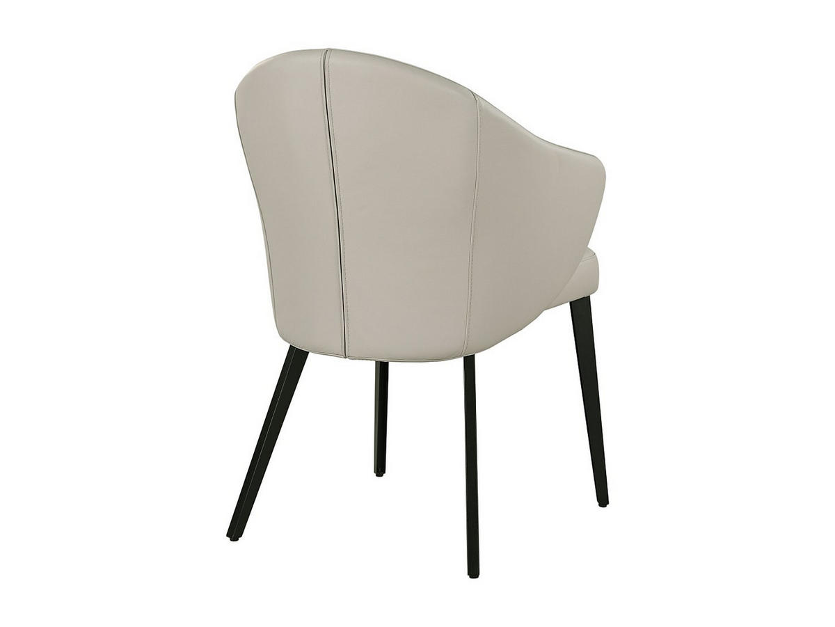 STUHL mit Armlehnen - Leder & Stahl - Schwarz/Beige - MIBELLY - Beige, Leder (58/84/62.5cm) - Vente-Unique