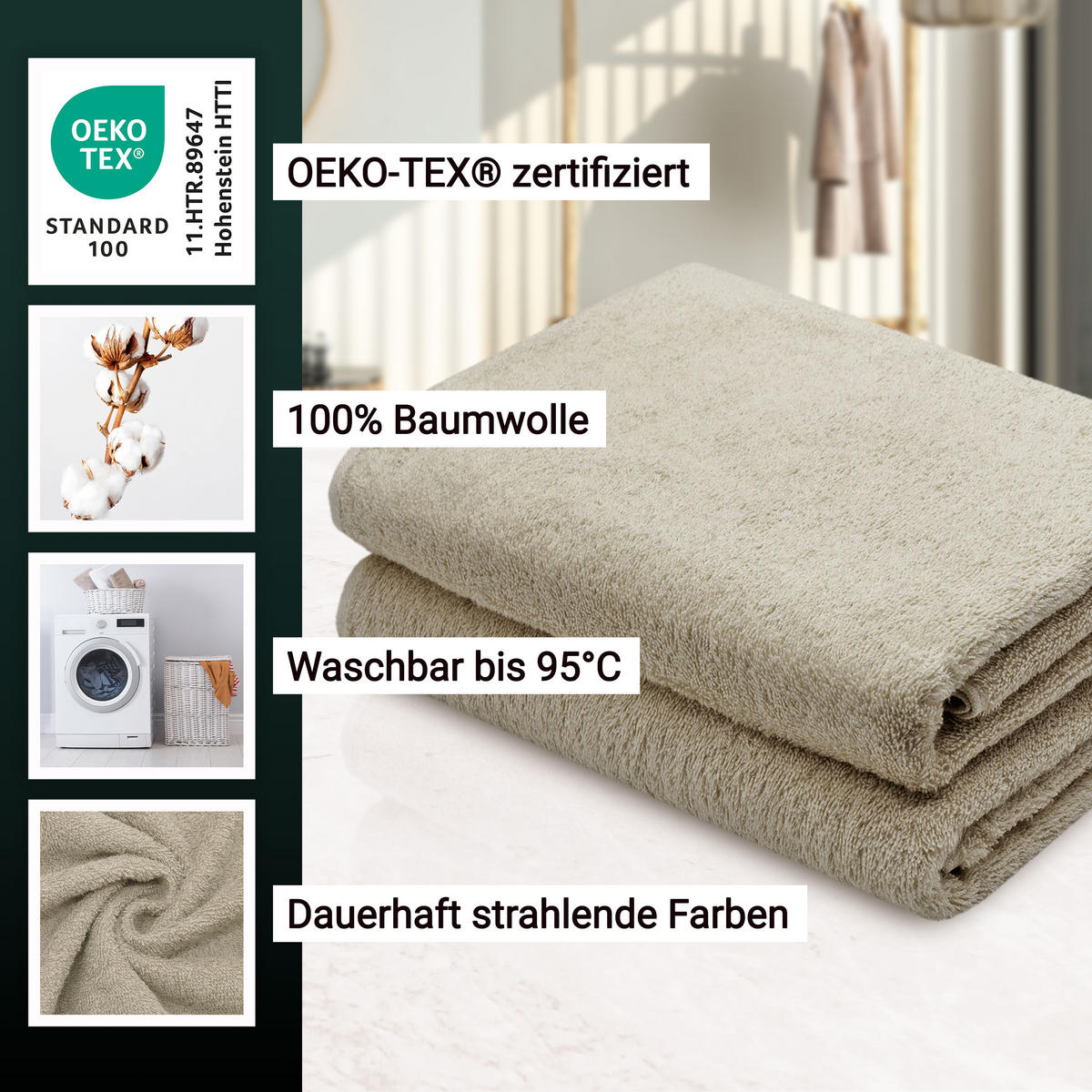 DUSCHTÜCHER, 2er-Set, 70x140 cm, 100% Baumwolle, Braun - Cappuccino, Textil (70/140cm) - Zollner